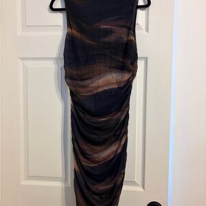 SHEIN Black and Brown Ruched Maxi Dress